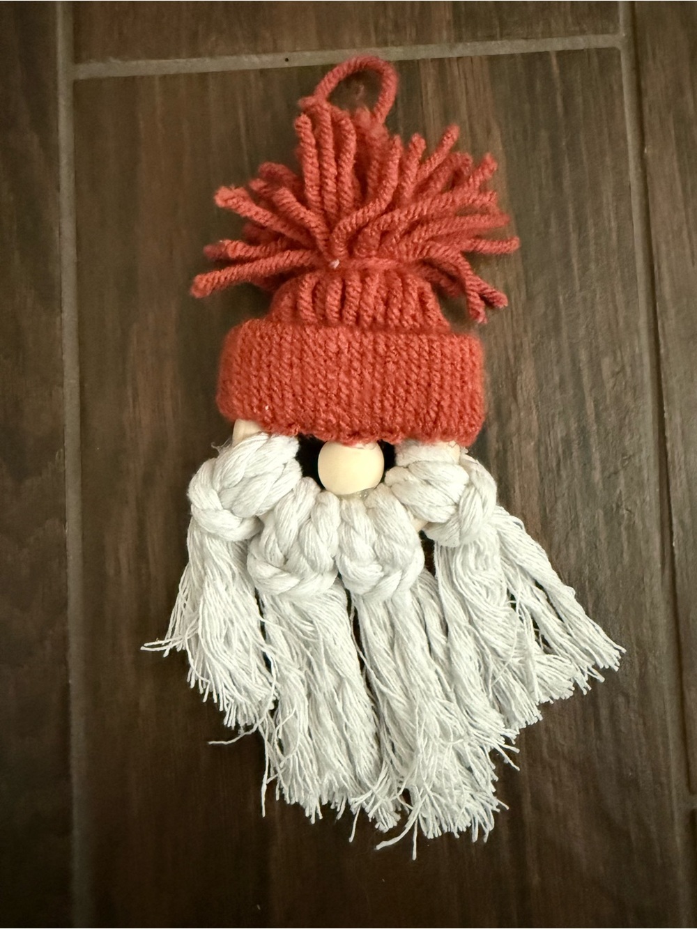 🦄3/$15 Handmade Santa Ornament - Rust Red Hat with Cream Beard
